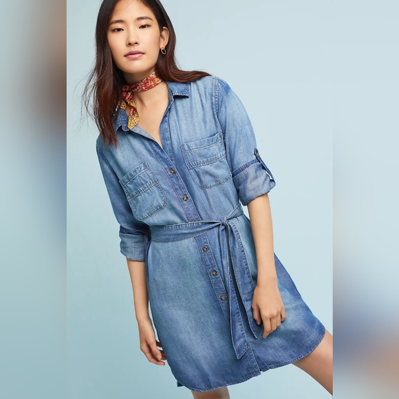 Anthropologie Dresses & Skirts - Cloth And Stone Anthropologie Chambray Shirt Dress Medium